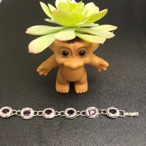 Sarah Coventry silver tone faceted amethyst bracelet